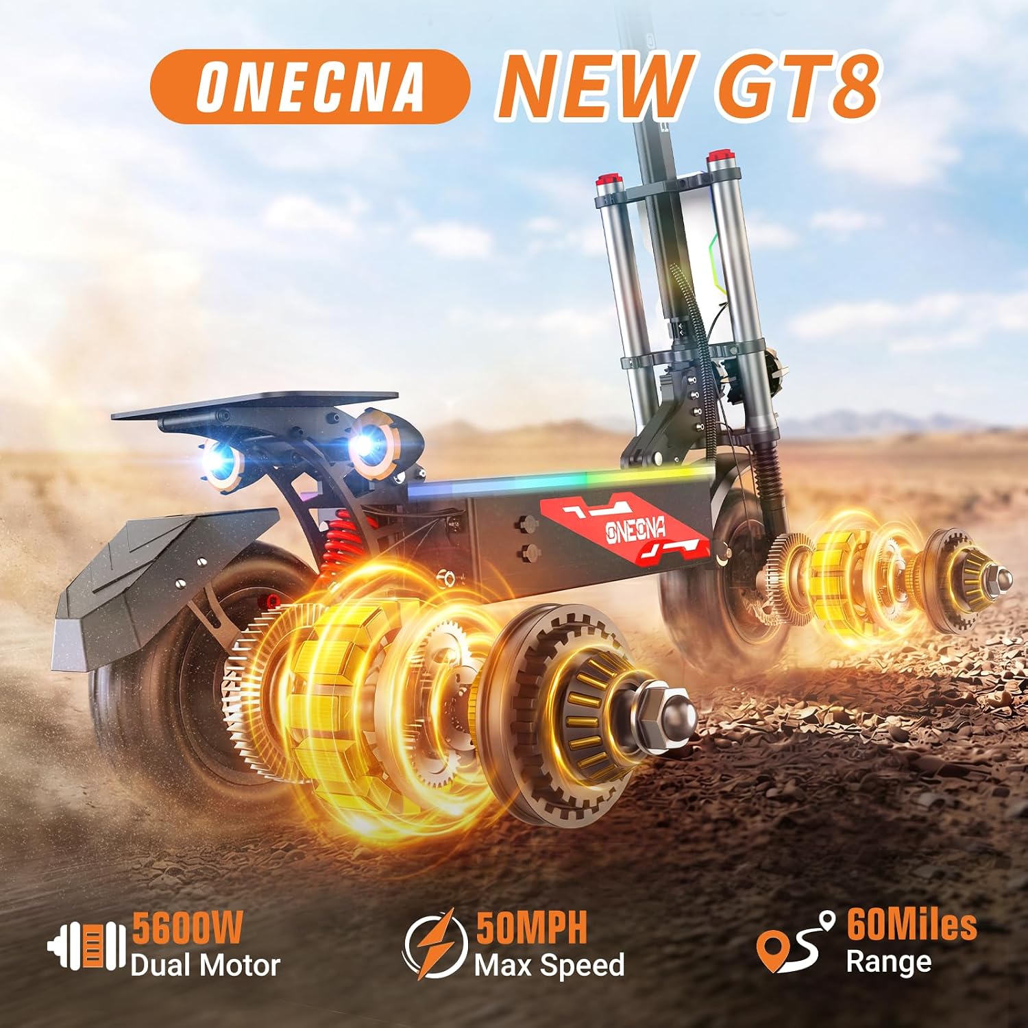 ONECNA GT8PRO Adult Electric S - 60V 5600W Dual Motor Electric Scooter recension och pris